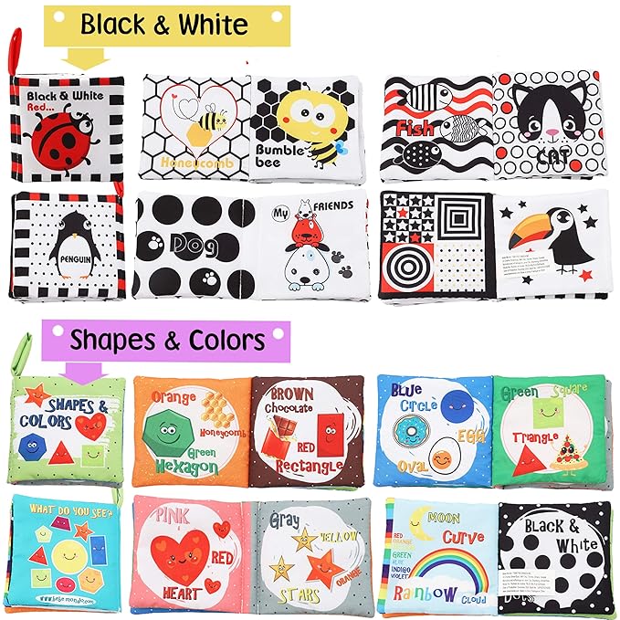 Baby Books Toys Gifts, Touch and Feel Cloth Crinkle Books for Babies,Infant Toddler Baby 0-3-6-12-18 Months,Early Learning Toys 6 to 12 Months 1-2 Years Old, Easter Shower Gift for Boys Girls,8 PCS