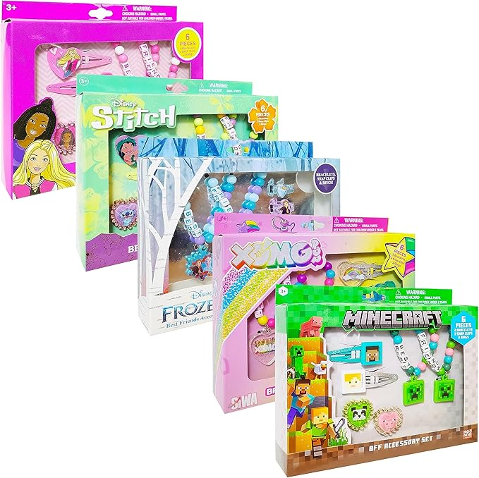 LUV HER Minecraft Girls BFF 6 Piece Toy Jewelry Box Set with 2 Rings, 2 Bead Bracelets and Snap Hair Clips Ages 3+