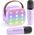 Mini Karaoke Machine with 2 Wireless Microphones, TOP Kids Gifts for Girls Ages 3, 4, 5, 6, 7, 8, 9, 10, 11, 12 +Years Old, 4-12th Birthday Toy Gift for Girls Boys Party (Purple)