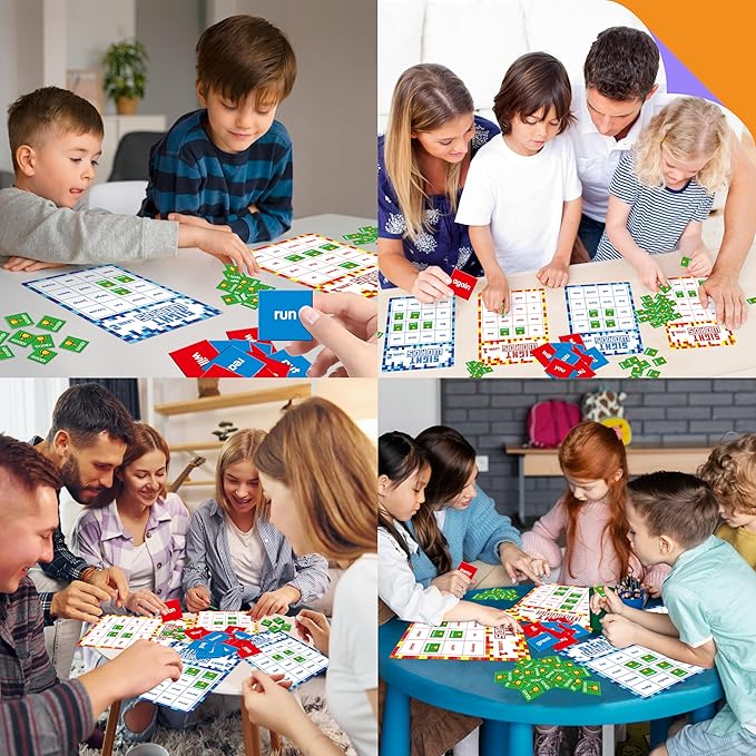 Sight Word Bingo Game, 144 Sight Words Learn to Read Level 1 & Level 2 Bingo Board Game Dolch's & Fry's Words Lists for Kindergarten and Preschool, Grade 1st, 2nd, Kids 4-8 (Up to 25 Players)