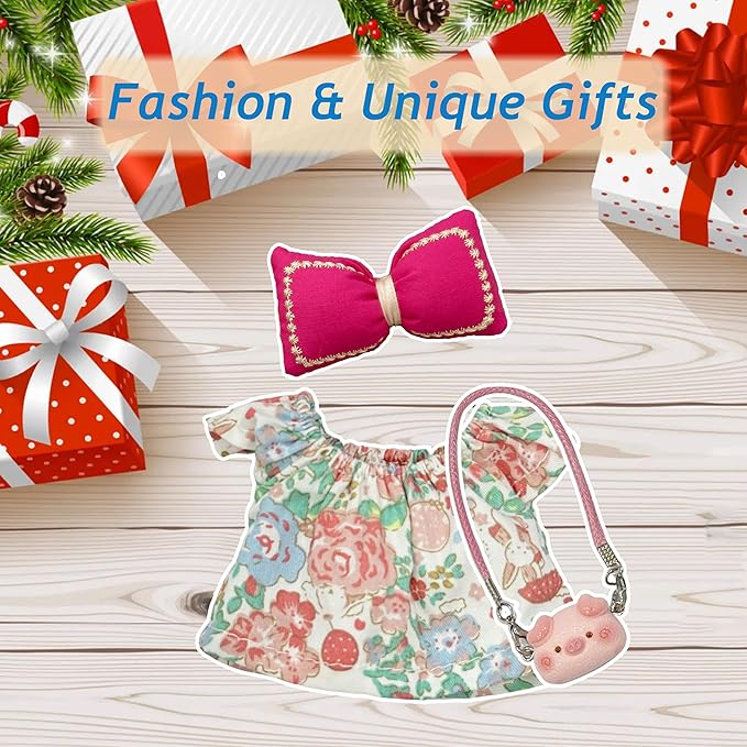 17cm Doll Clothes, Cute Dolls Outfits, 3 Piece Set Hair Clip Dress, Stylish Adorable Dolls Clothes Accessories (No Doll)