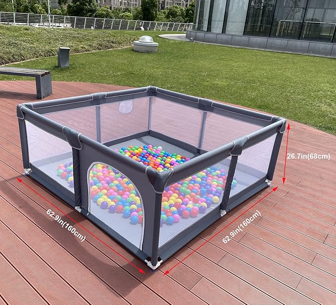 Gaorui Large Kids Baby Ball Pit - Portable Indoor Outdoor Baby Playpen Toddlers Children Safety Play Yard Fun Activities Popular Toys (Not Includes Balls)