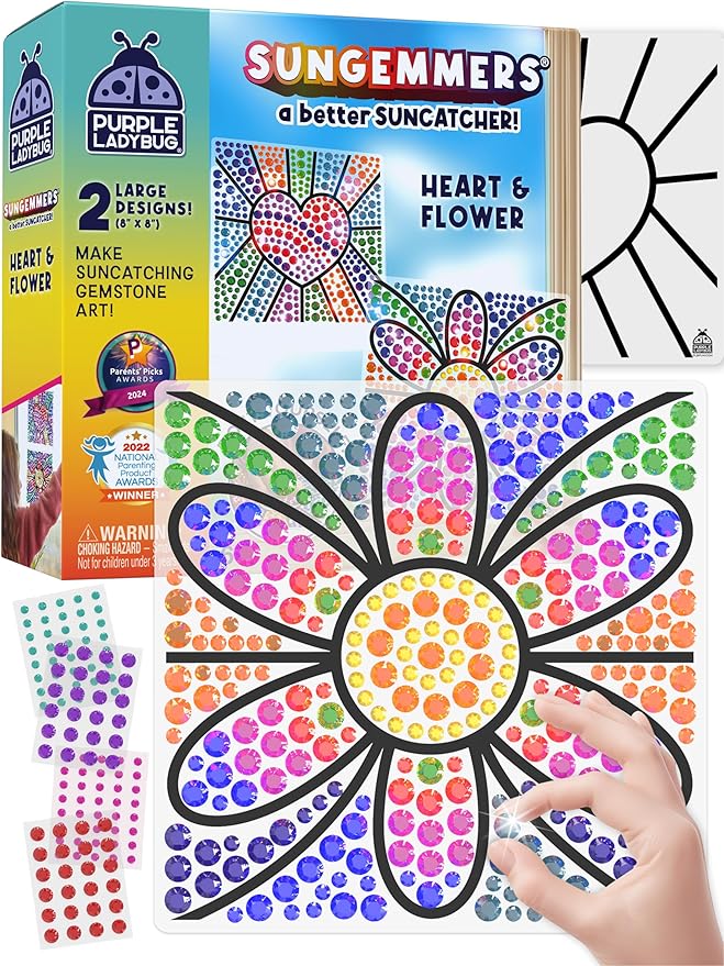 SUNGEMMERS DIY Gem-Sticker Window Diamond Art Suncatcher Kits - Stocking Stuffers for Kids 8-12, Birthday Gifts for 6 7 8 9 10 11 12 Year Old Girls & Boys, Fun Arts & Crafts for Kids Ages 8-12 6-8
