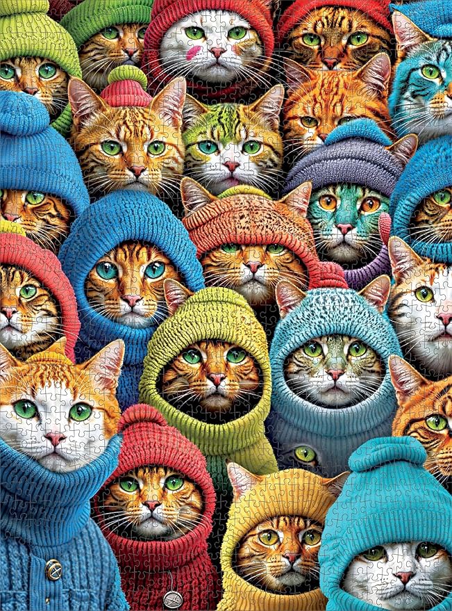 Cross & Glory - Whiskered World: A Kitty Kaleidoscope - Cat Jigsaw Puzzles for Adults, 1000 Piece Puzzle, Vibrant, Challenging & Detailed, Cat Puzzles