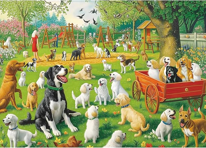 Puzzles for Adults 500 Pieces Colorful Dog Park Jigsaw Puzzles 500 Pieces Difficult Fun Cute Puppy Unique Beautiful Family Puzzle Challenging Games Gift for Adults (21"x15")