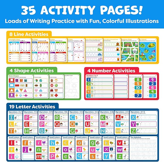 Preschool Learning Activities - Tracing Books for Kids Ages 3-5 - Toddler Handwriting Practice - Letter Tracing for Kids Preschool Kindergarten Workbooks 3-4, 4-5 Learning Books - 3 year old boy gift