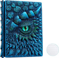 3D Dragon Eye Embossed Journal,Resin Engraving Notebook,Dnd notebook for Dragon Lovers ，Blank Paper,Hardcover Travel Notepad for Writing,Sketchbook,Collection,Gift,Decoration A4 and A5 Size (A5-Blue-Lined)