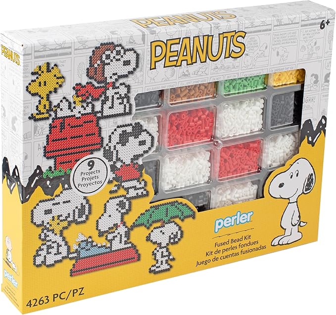 Perler 80-57183 Peanuts Fused Bead Deluxe Box Kit, 9 Unique Patterns, Multicolor, 4263 Pieces