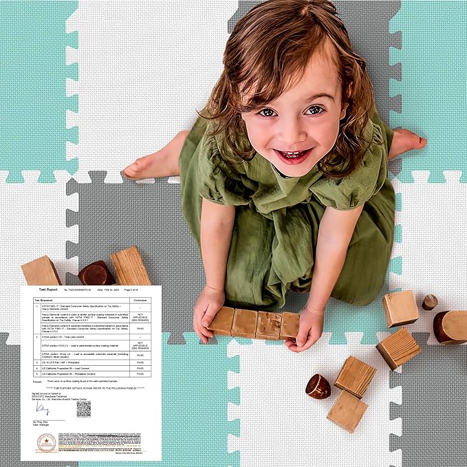 16Pcs Baby Play Mat for Floor, Foam Floor Tiles for Kids with Interlocking, Squares Foam Puzzle Carpet for Playroom, Crawling Rug for Babies 6-12 Months,Toddlers,11.8 * 11.8 * 0.6In Each