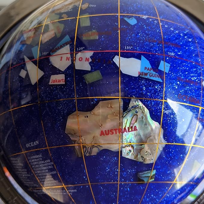 Unique Art Since 1996 150 GB CRY Gemstone Globe, Blue Crystallite Silver,150 GB BLUE CRY SILVER