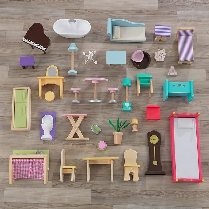 KidKraft Majestic Mansion Wooden Dollhouse with 34-Piece Accessories, Working Elevator and Garage, Gift for Ages 3+