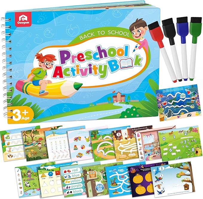 Coogam Magic Writing Practice for Preschool with Color Pattern, Learn to Write Workbook for Kids Age 3-12 Toys, Reusable Alphabet Numbers Tracing Book Learning Activities