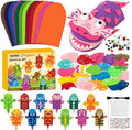 WATINC 12 Pcs Hand Puppet Making Kit, Art Craft Felt Sock Puppet Toys, Creative DIY Make Your Own Pompoms Wiggle Googly Eyes Storytelling Role Play Party Supplies Gift for Girls Boys (Dinosaurs)