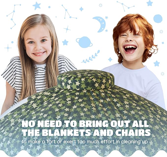Skywin Air Tent Fort Playhouse for Kids - Inflatable Kids Fort Sets Up and Stores Away in Seconds (Fan NOT Included) (Camo)
