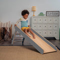 Avenlur Indoor Folding Slip and Slide for Kids - Easy Set Up, Easy to Store Playset, Safe Toy for Toddlers, Foldable Wooden Large First Slide with Extra Long Slipping Slope Ages 1.5-4 Years (Gray)