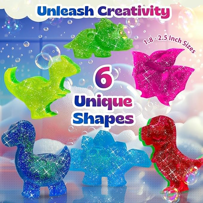 Pinwheel Crafts DIY Soap Making Kit for Kids Ages 5 6 7 8-12+ with Molds, Scents, Dye, Glitter, Foaming Net – Dinosaur Soap Making Kits for Adults Beginners Great for Science Projects and Crafts