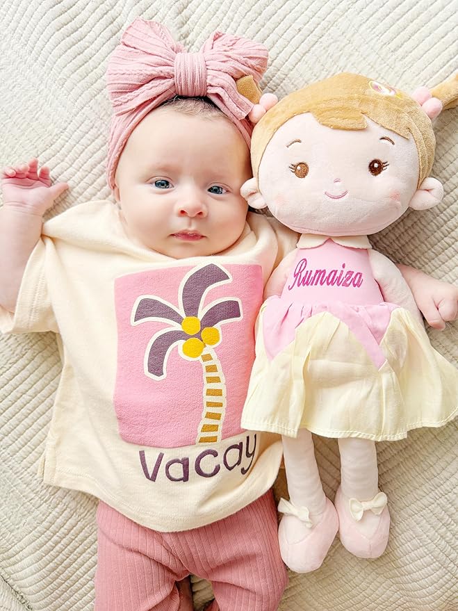LeyaDoll Personalized Soft Baby Doll Toys (16''), My First Baby Rag Doll for 1 Year-Old Girl Birthday Gift, Christmas Plush Toys Gift for Toddler Kids Infants-Daydream-Daydream-Princess-Lolly