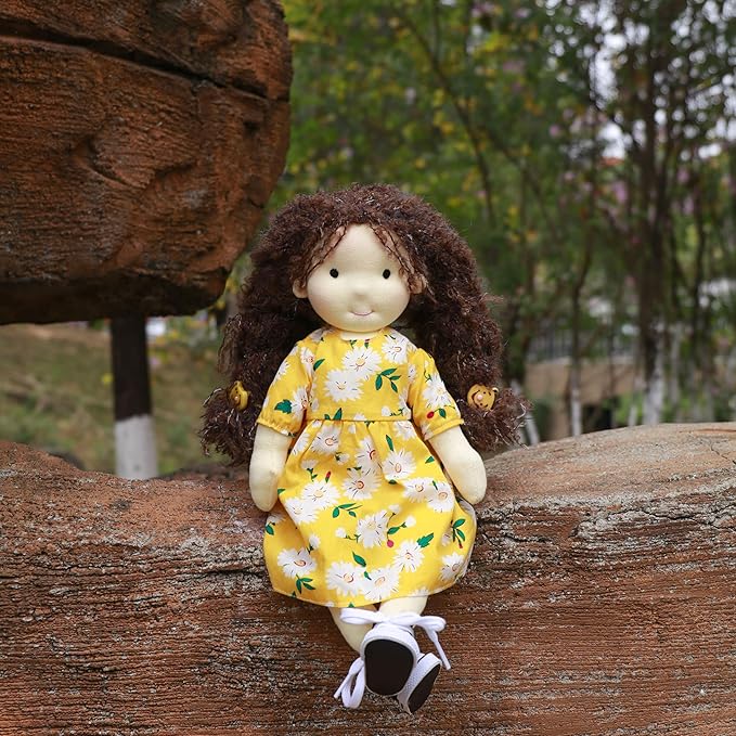 BlissfulPixie Dagmar 12" Soft Girl Rag Doll, Ideal First Doll for Babies & Toddlers