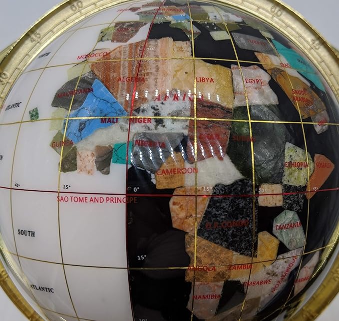 Unique Art 10-Inch Tall Table Top Day and Night Ocean Gemstone World Globe with Gold Stand (DAY N NITE)