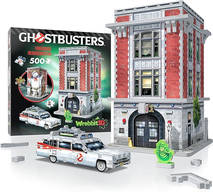 Wrebbit3D Ghostbusters 3D Puzzle Model of Firehouse Headquarters | Includes Ecto 1, Slimer and Features Stay Puft Marshmallow Man | Build and Bust Ghosts in New York