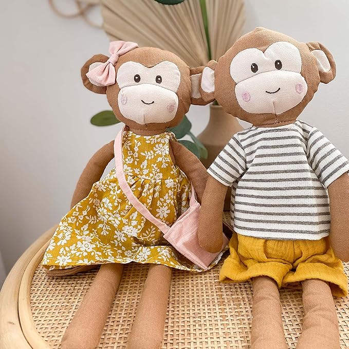 MON AMI Magee Boy Monkey Doll – 15”, Monkey Plush Toy, Stuffed Animal Toy, Use as Toy or Nursery Room Decor