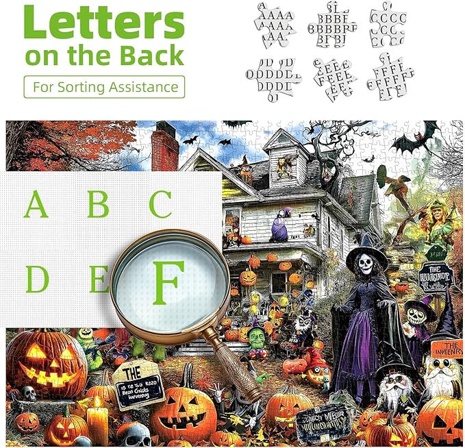 Halloween 1000 Piece Jigsaw Puzzle for Adults – Spooky Haunted House with Pumpkins & Witches | Challenging Fall Decor Puzzle & Unique Gift Idea for Halloween Enthusiasts