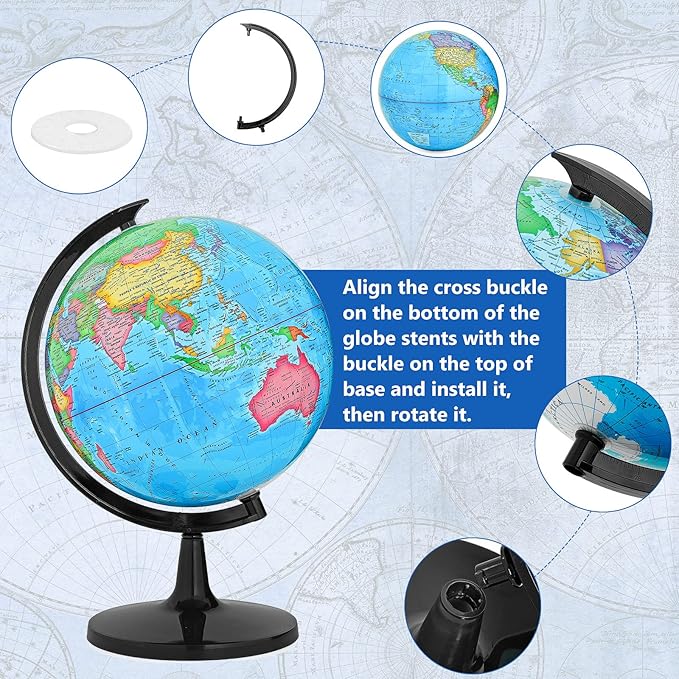 GOCHANGE Globes for Kids, 12in Geography Educational Globe for Students & Teachers, 360° Spinning Globe for Age 8+ Children's Educational Tools & Desk Decorations & Gifts