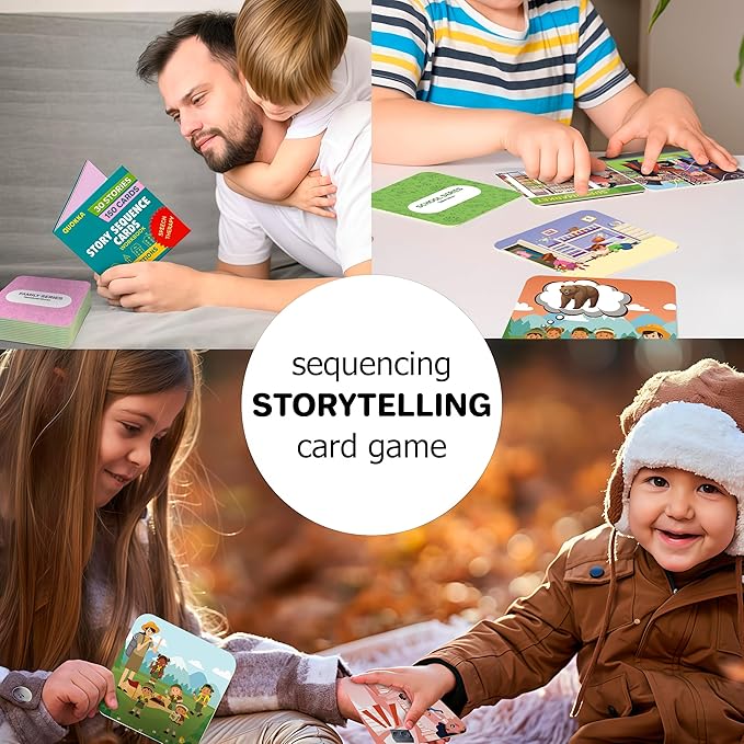 QUOKKA Sequence Speech Therapy Toys for Toddlers 3-4 - Autism Learning Materials for Kids 5-7 - Create a Story Cards Sentence Building - ABA Therapy Social Skills - Storytelling Picture Game