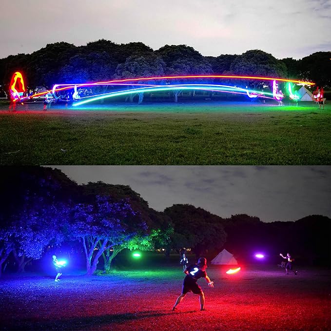 TOSY Flying Disc - 16 Million Colors RGB or 36 LEDs, Extremely Bright, Smart Modes, Camping Essentials for Teens/Kids/Adults/Men/Boys/Girls, Auto Light Up, Rechargeable, Waterproof, 175g