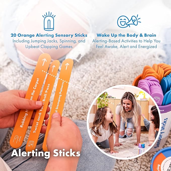 Harkla Sensory Sticks – 60 Sensory Activities to Help Kids Relax, Refocus and Reduce Anxiety | Easy-to-Use Brain Break Kit | Science Backed - Occupational Therapist Approved