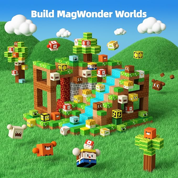 GobiDex 100PCS Magnetic Blocks Kids Building Toys for Boys Girls 3+, Game-Based Build MagWonder with Magnet Construction Toys, STEM Sensory Gift for Birthday (1 inch)