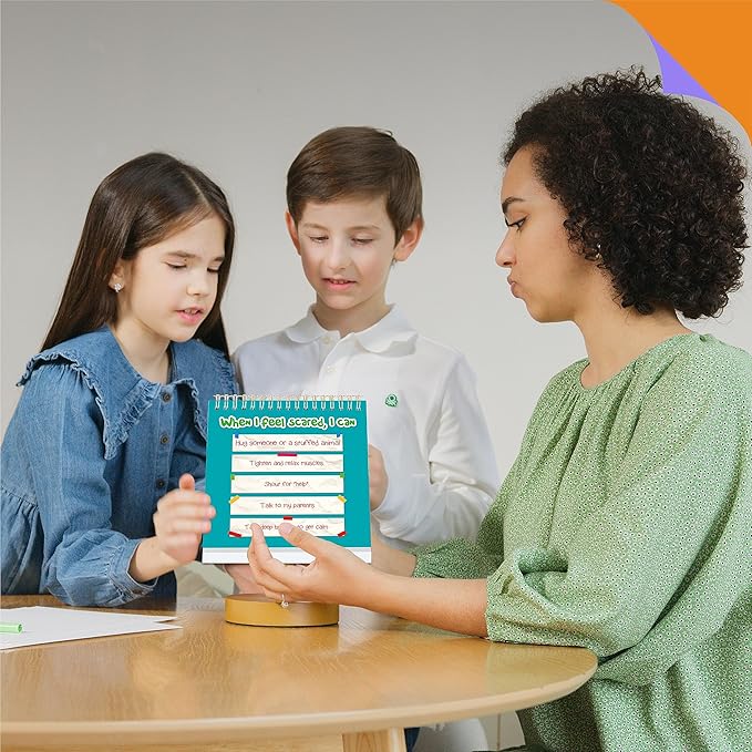 Emotions Flip Chart, 25 Different Moods with Coping Skills-Learn to Identify Various Moods, Real Person Feelings Flipbook for Kids with Autism, ADHD -Educational Tools for Therapy, Classroom, Home Use