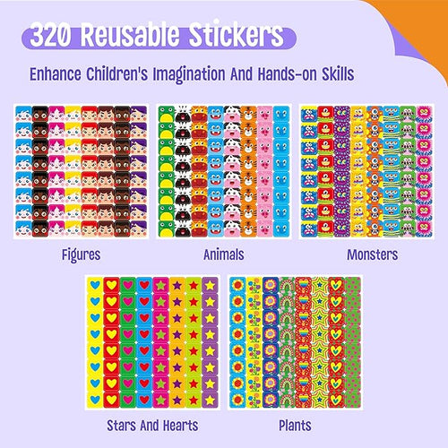 100 Math Linking Cubes, Math Cubes with 320 Reusable Stickers Manipulative Geometric Shapes Connecting and Counting Snap Blocks for Early Math & Construction, Educational Toy for Preschool, Homeschool