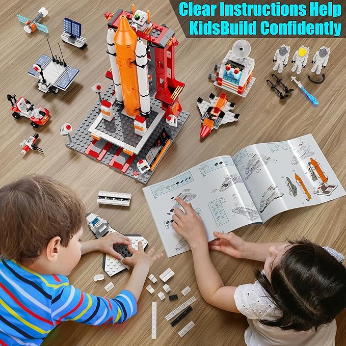 Space Shuttle Rocket Building Kit, 888PCS STEM Toy Block Set for Kids Ages 6+, 11 in 1 Aerospace Construction Toys, Educational Gift for Boys Girls Birthday Christmas