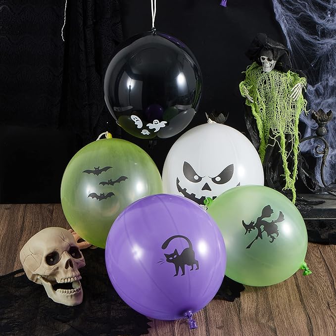 JOYIN 36 Pieces Halloween Punch Balloons for Kids Game Birthday Party Favor Supplies Decorations, Trick or Treat Toys, School Classroom Game Goodie Bags Stuffers
