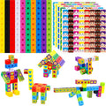100 Math Linking Cubes, Math Cubes with 320 Reusable Stickers Manipulative Geometric Shapes Connecting and Counting Snap Blocks for Early Math & Construction, Educational Toy for Preschool, Homeschool