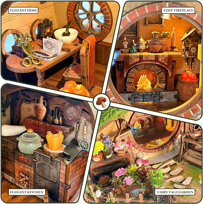 Miniature House Kit - Forest-Themed DIY Dollhouse Kit | Blind Box Design, Stress-Relief Craft, 3D Wooden Puzzles for Adults - The Magic Ring House (SQ-59)