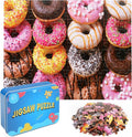 LELEMON 100 Pieces Donut Jigsaw Puzzle for Kids Ages 4-8 Sweet Colorful Donut Jigsaw Puzzles in a Metal Box Children Boys Girls Learning Educational Puzzles Toys