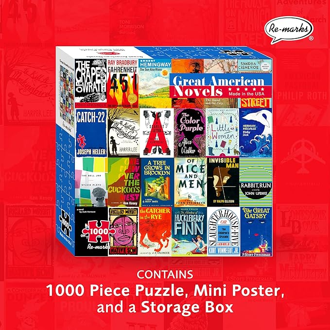 Re-Marks Great American Novels 1000-Piece Puzzle for All Ages, Family Jigsaw Puzzle