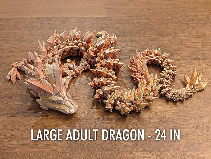 Baby 5.5" Articulated Crystal Dragon - Multi Color 3D Printed Plastic Dragon Figure - Rainbow Pearlescent Colors - Interlocked Body Segments and Legs (Baby 5.5", Dark Rainbow)
