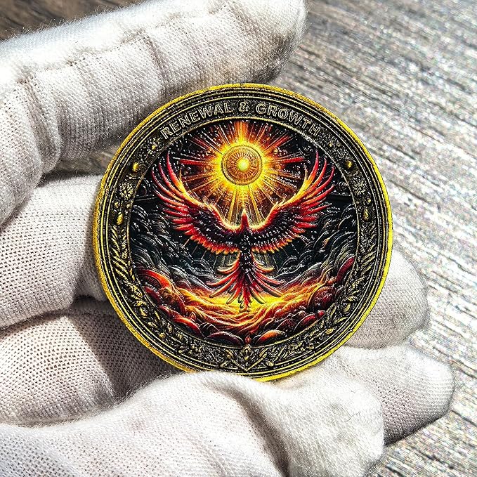 Sun and Moon Upon Awakening Sobriety Chip Phoenix Renewal AA Medallion - Ideal for Personal Growth and Motivation