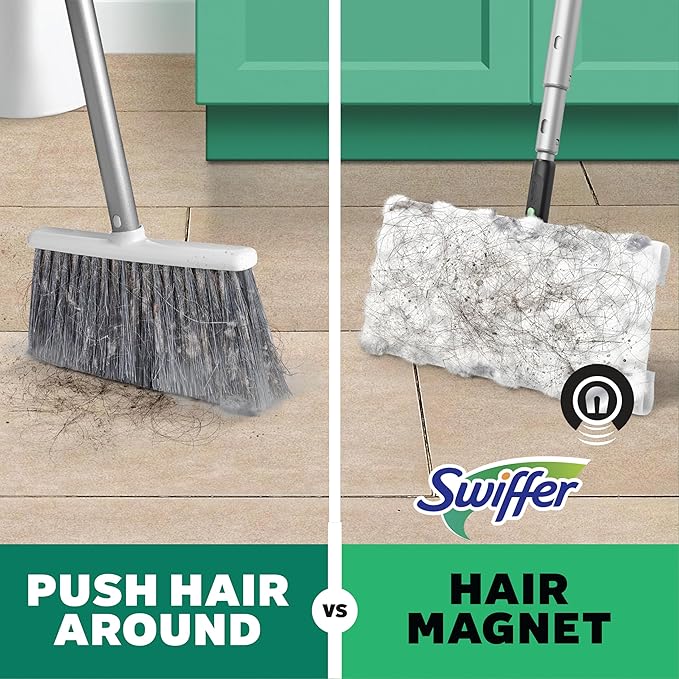 Swiffer Sweep & Mop Deluxe 2-in-1 Floor Mopping and Sweeping Kit, Multi-Surface Kit for Floor Cleaning, Includes 1 Sweeper Device, 5 Heavy Duty Dry Sweeping Cloths, 6 Heavy Duty Wet Mopping Cloths