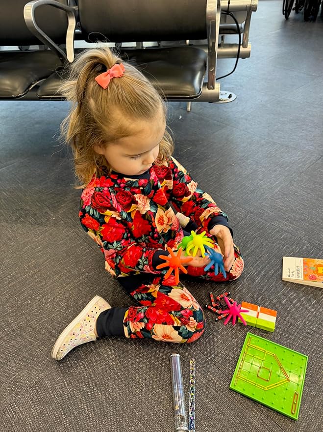 Travel Essentials for Kids – Bundle of Various Toys and Activities for Airplanes, Road Trips or Quiet Time – Sensory Toys and Travel Games for Boys & Girls -Toys ONLY- (Red)