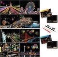 Scratch Art for Adults and Kids-City Landmarks Scratch Painting Craft Kit (8 Sheets A4)|DIY Foil Engraving Art Set|Stress Relief Gift for Travel Lovers,Craft Lovers,Home Decor(America/Europe)