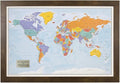 Push Pin Travel Maps - Customizable Blue Oceans World with Rustic Brown Frame- 27.5" x 39.5" - 8 Handcrafted Frame Options - Made in USA - Ideal for Adventurous Travelers