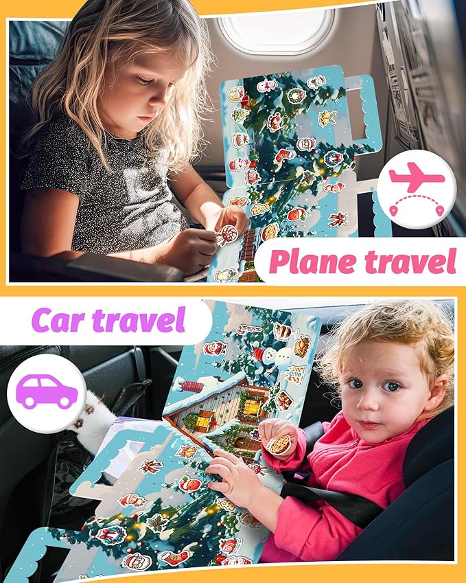 Reusable Sticker Book for Toddlers 2-4 Years, Stickers for Kids, Toddler Craft Activities, Toddler Travel Toys Ages 2+ Boy Girl Birthday Gifts - Christmas