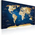 artgeist Pinboard World Map 35x24 in - Cork Board & Canvas Print Wall Art 1 pcs Memoboard with 50 Pins Noticeboard Message Board Image Picture Home Decor Travel Map k-A-0107-p-a