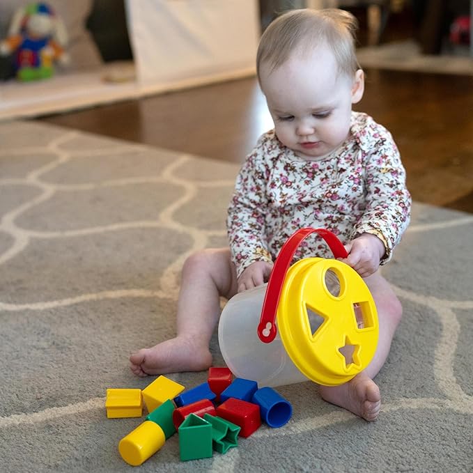 Shape Sorter Bucket – 12-Piece Toddler Math & Fine Motor Skills Toy, Special Needs-Friendly Sorting and Matching Activity