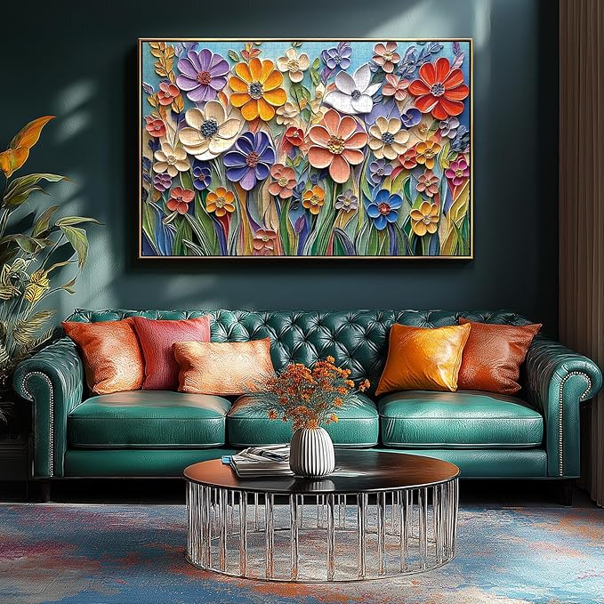 Colorful Embossed Flowers Puzzles for Adults, Plant Floral Puzzle Art, Impossible Hard Difficult Challenging Jigsaw Puzzles 1000 Pieces Painting
