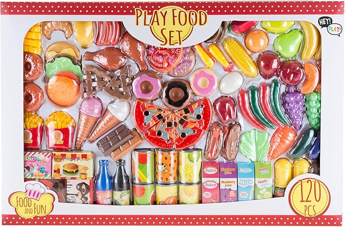 Pretend Play Assorted Food Set - Fresh, Boxed and Canned Food by Hey! Play!